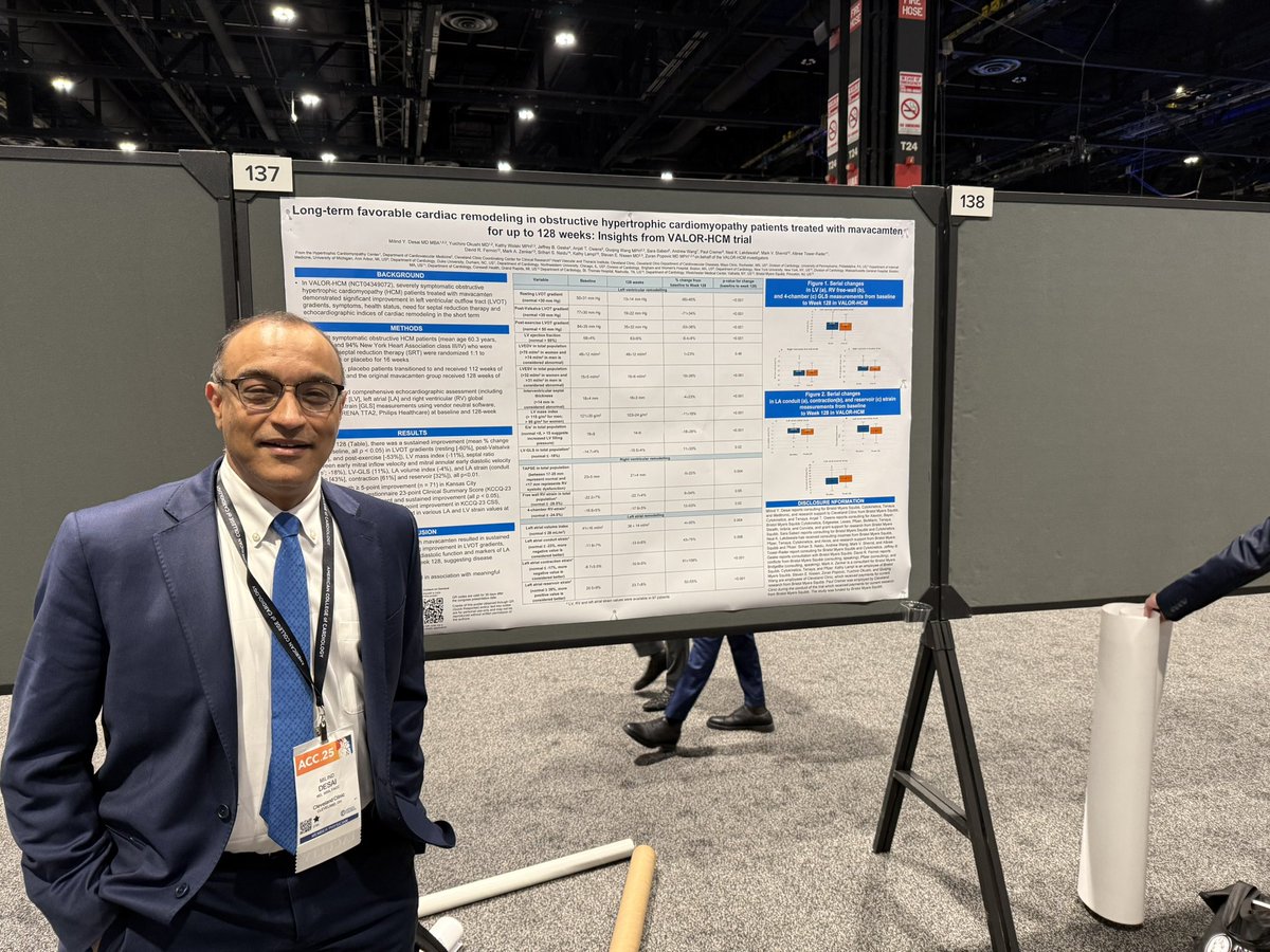 Long-term (128 week) data on favorable cardiac remodeling in symptomatic ohcm on mavacamten from VALOR-HCM showing sustained improvements in LV mass, LV thickness, diastolic function, LV strain, LAVI, LA strain. In addition to LVOT gradients, symptoms and QoL. #ACC2025