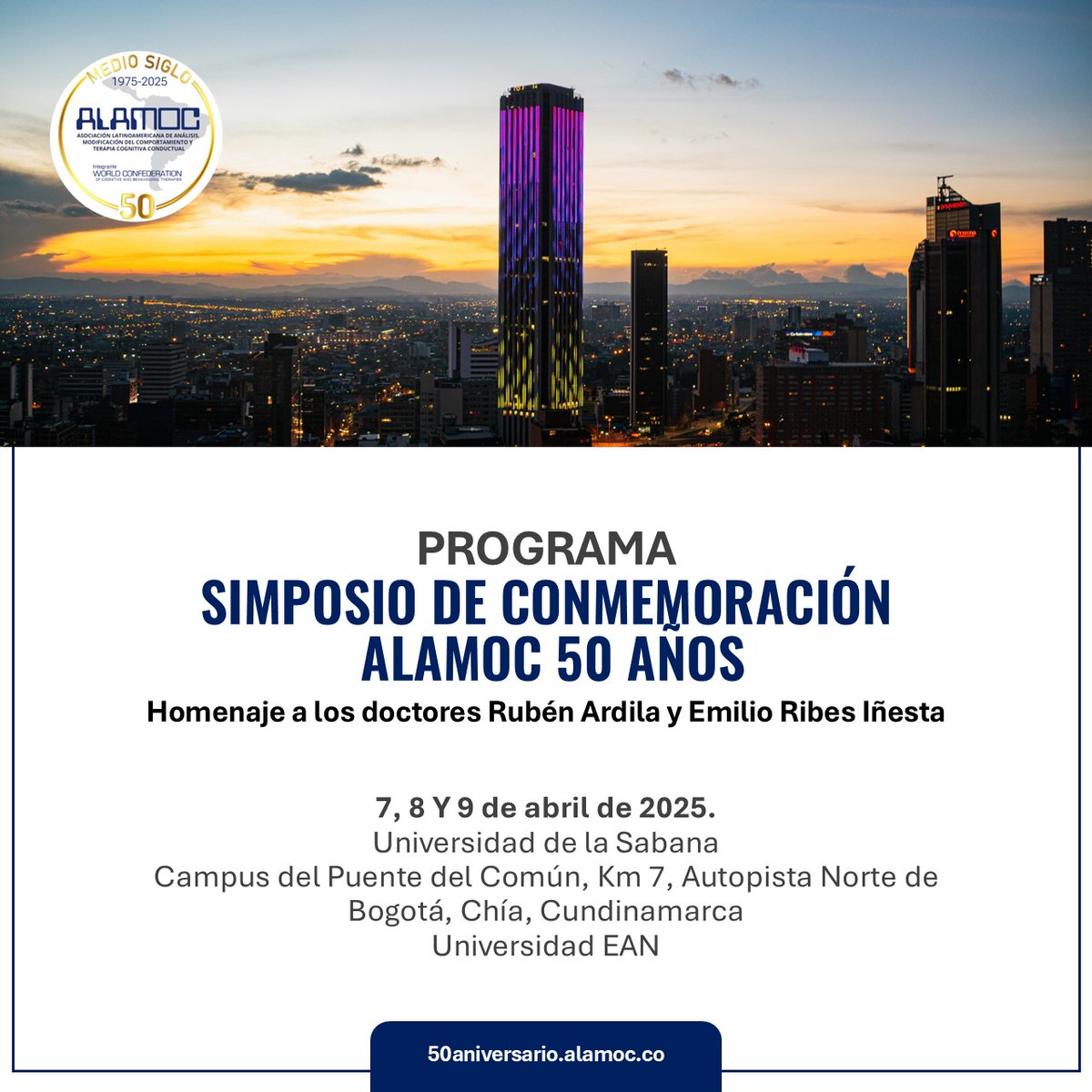 Alamocco's tweet photo. 📅 Ya puedes consultar el programa del Simposio ALAMOC 50 Años.

Conferencias, homenajes y grandes nombres de la #psicología en América Latina y el mundo.

🔗 Revisa la agenda completa: https://t.co/reCdUFGshU

#ALAMOC https://t.co/MB8jpGpdGe
