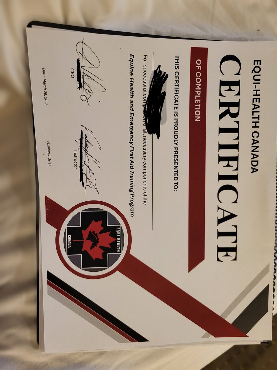 SiriusMDragon's tweet photo. Official passed my basic #EquineFirstAid https://t.co/N1GvPm7nJX