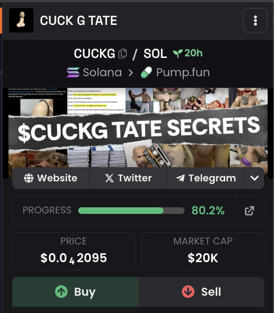 CuckGTate's tweet photo. Lil $CUCKG about to migrate onto @RaydiumProtocol 🥲

$DADDY $SISTER son ............ @pumpdotfun https://t.co/FmtOG4EFKe