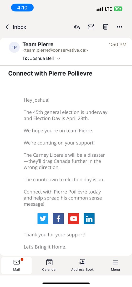 joshuamjbell's tweet photo. Hey @CPC_HQ &amp; @DanMuysMP,

I am a registered @liberal_party member and have never donated or attended any CPC event. 

Interesting to see party emails be sent to a personal email that your party should have no record of. 

#canadavotes #hamont #cdnpoli #fgbn https://t.co/LDMx0XkhRE