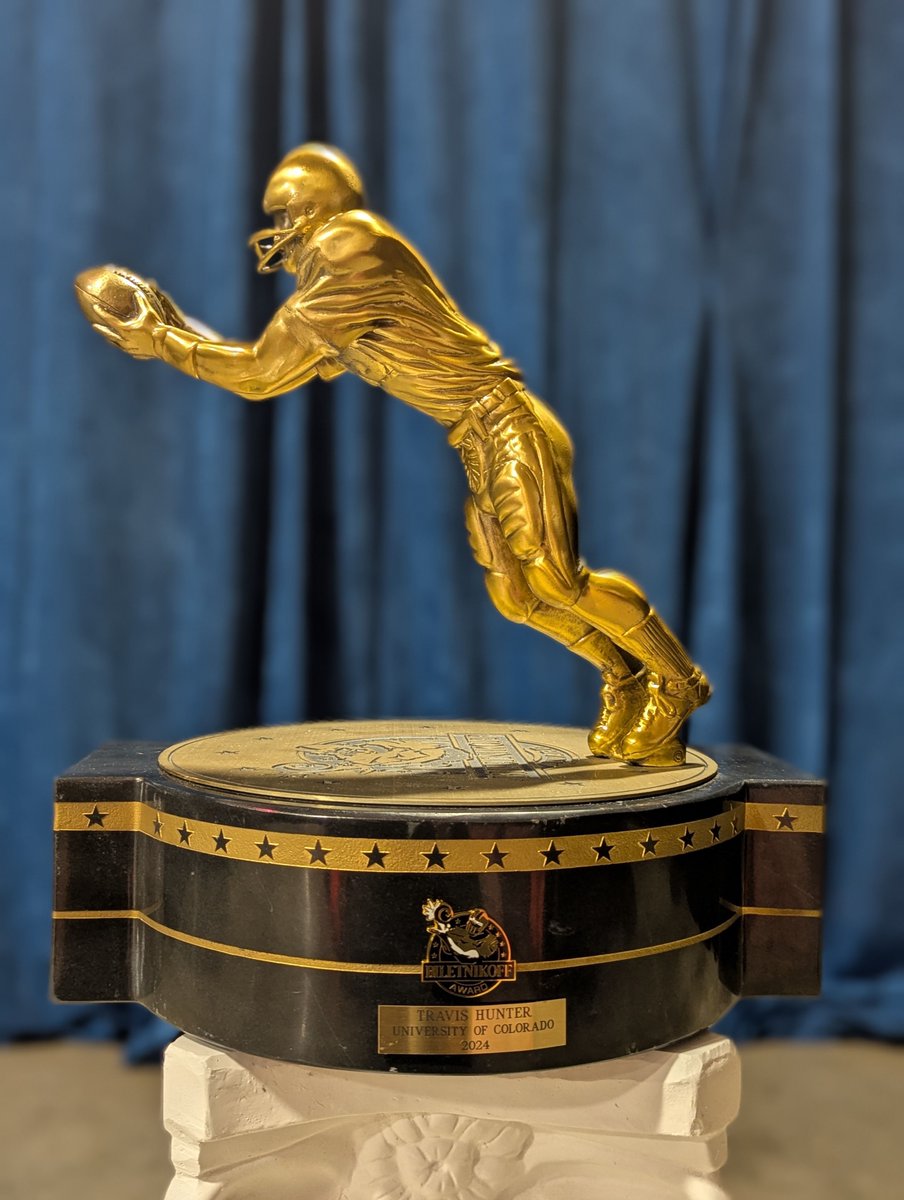 Biletnikoff Award (@biletnikoffawrd) on Twitter photo Photos of the presentation of the Biletnikoff Award trophy to the 2024 winner <a href="/TravisHunterJr/">Travis Hunter</a> will be available tonight on X and other social media! <a href="/CUBuffs/">Colorado Buffaloes</a> <a href="/CUBuffsFootball/">Colorado Buffaloes Football</a> <a href="/CurtisCSnyder/">Curtis Snyder</a> <a href="/CoachPollockCU/">Michael Pollock</a> Photos of the presentation of the Biletnikoff Award trophy to the 2024 winner <a href="/TravisHunterJr/">Travis Hunter</a> will be available tonight on X and other social media! <a href="/CUBuffs/">Colorado Buffaloes</a> <a href="/CUBuffsFootball/">Colorado Buffaloes Football</a> <a href="/CurtisCSnyder/">Curtis Snyder</a> <a href="/CoachPollockCU/">Michael Pollock</a>