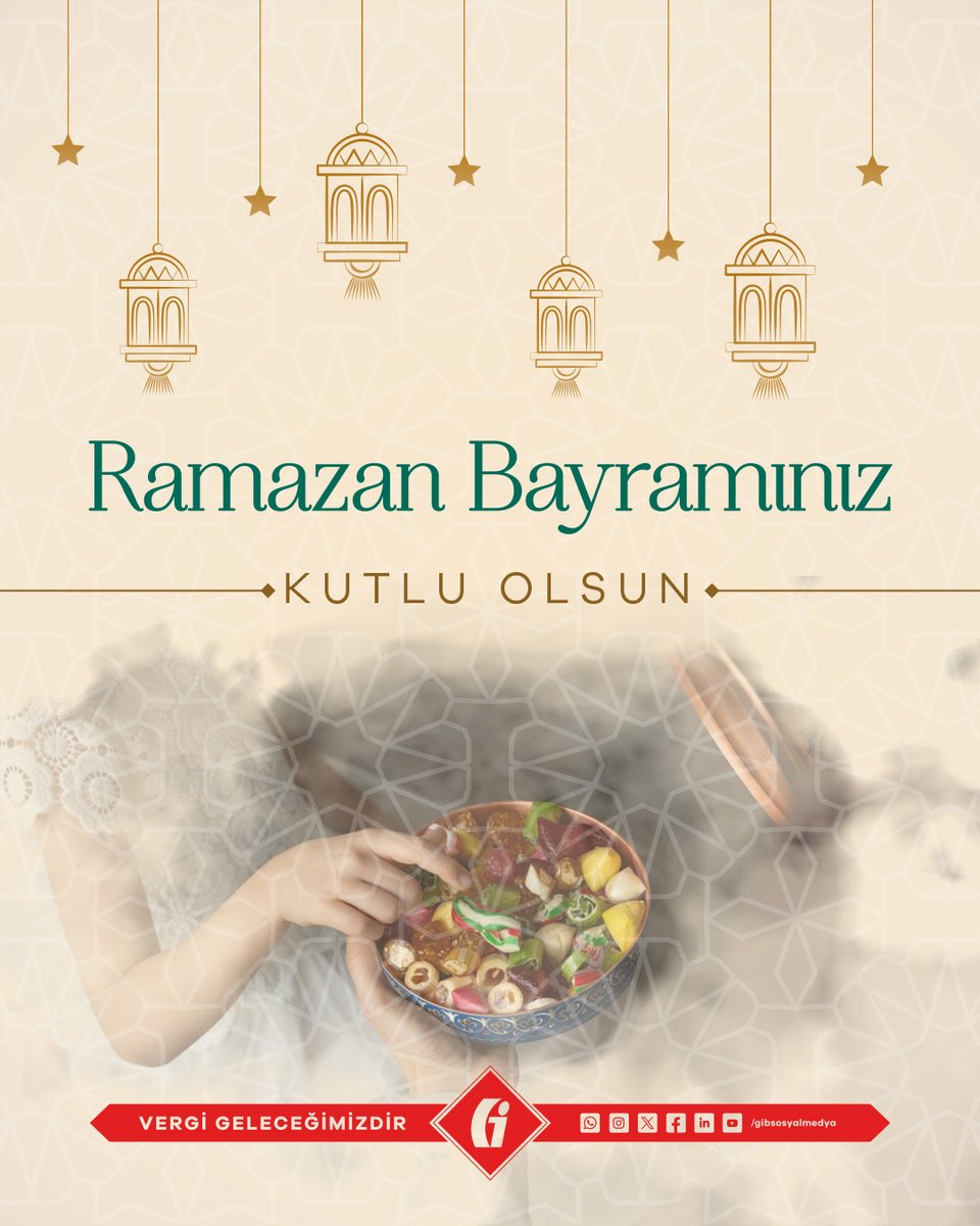 Sevdiklerimizle birlikte sağlıklı, huzurlu ve mutlu nice bayramlar geçirmek dileğiyle… İyi bayramlar! 🌸

#GİB #VergiGeleceğimizdir #RamazanBayramı