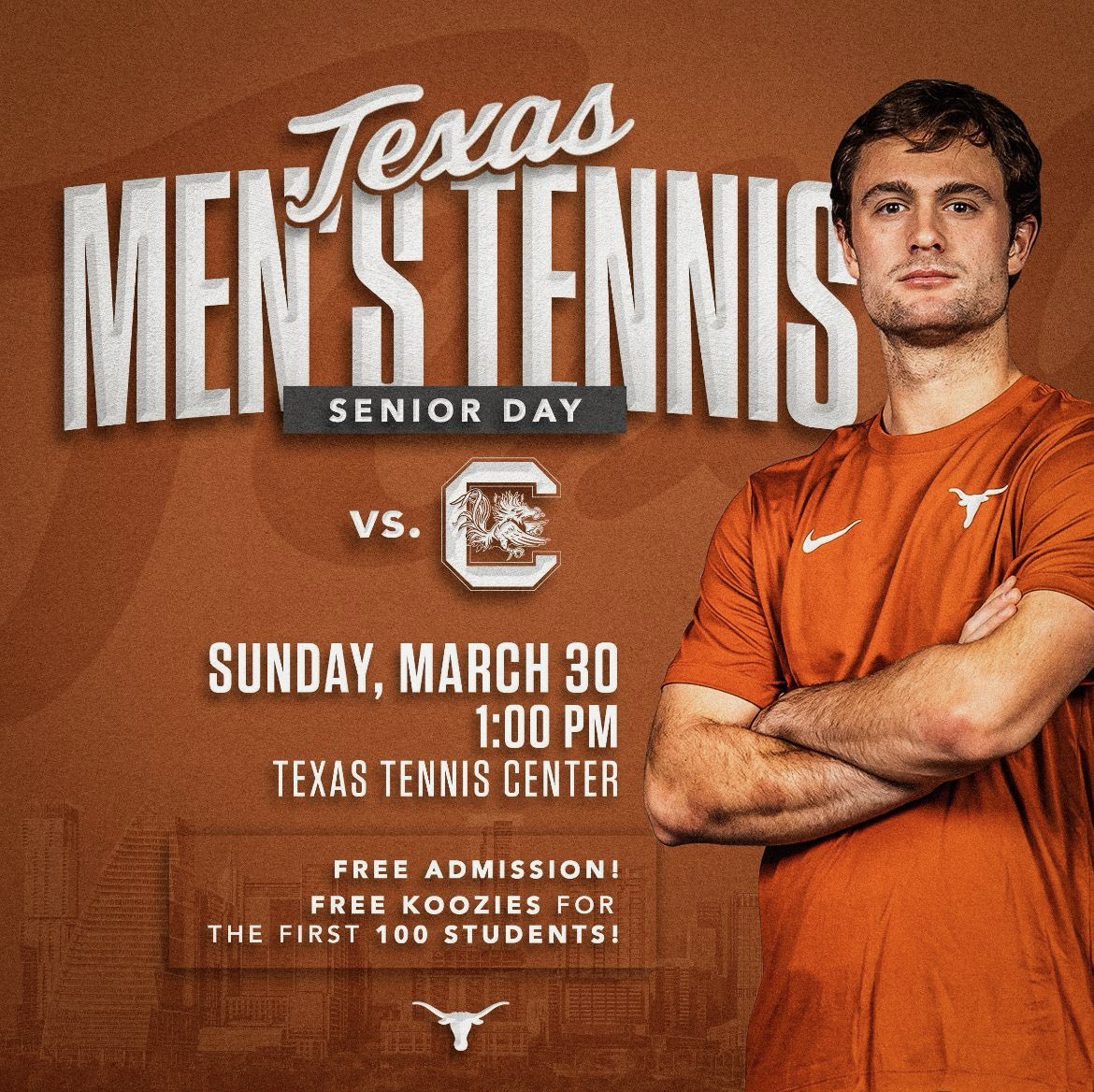 Jay Hartzell (@jchartzell) on Twitter photo Tomorrow is Senior Day for <a href="/TexasMTN/">Texas Men's Tennis</a> - come celebrate Pierre-Yves Bailly & watch the Horns take on the 2nd-place team in the SEC! See you there, 1 pm, Texas Tennis Center! 🤘🎾🤘 Tomorrow is Senior Day for <a href="/TexasMTN/">Texas Men's Tennis</a> - come celebrate Pierre-Yves Bailly & watch the Horns take on the 2nd-place team in the SEC! See you there, 1 pm, Texas Tennis Center! 🤘🎾🤘