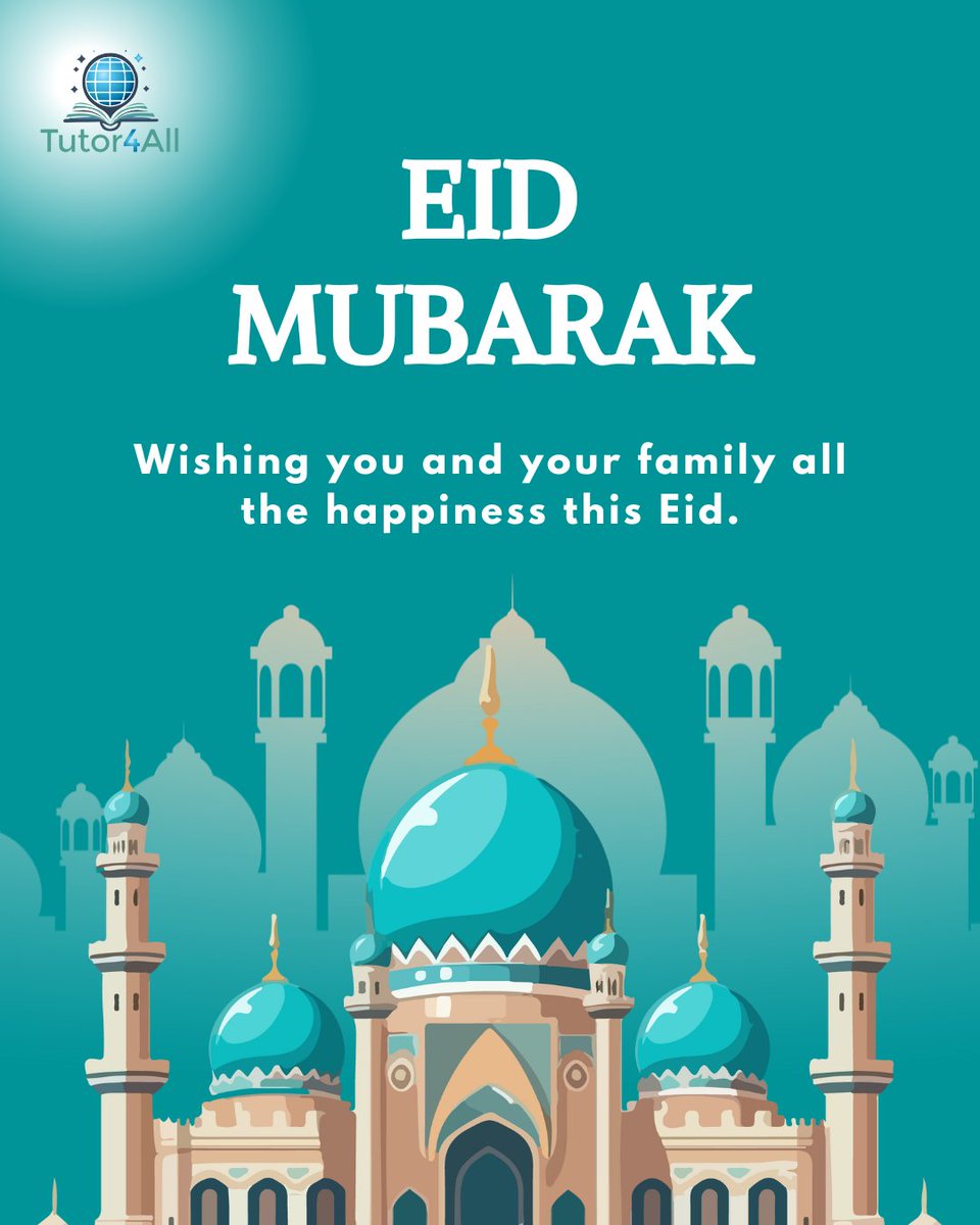 thetutor4all's tweet image. 🌙 Eid Mubarak! ✨ 

Wishing you joy, peace, and countless blessings. May your heart be grateful, your home filled with laughter, and your life abundant with love. 💛✨

#EidMubarak #Blessings #JoyAndPeace #EidCelebration