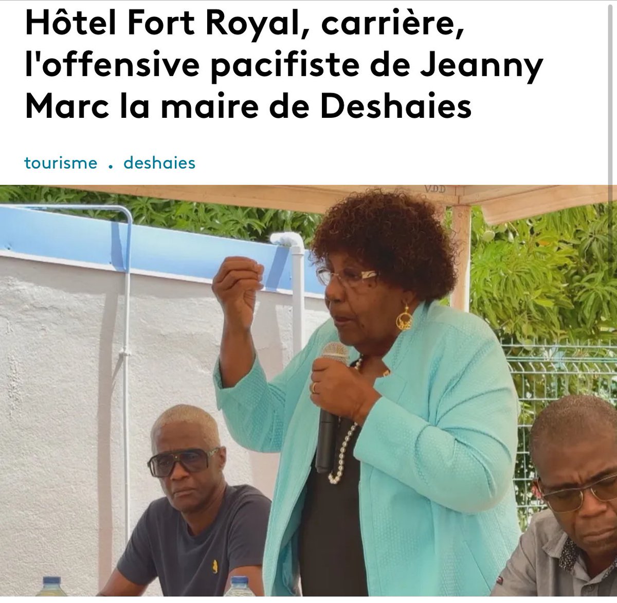 Face aux sujets brûlants dans sa commune de Deshaies, Jeanny Marc répond de la meilleure des façons : par le dialogue direct avec sa population, avec pédagogie et sans démagogie.
Respect pour ça Madame le Maire.