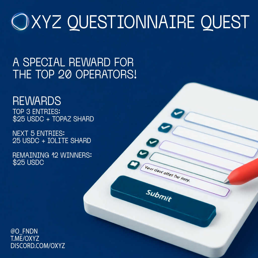 farahpain's tweet photo. O Questionnaire Quest

How to Participate? Check out below! 👇👇👇

$500 Prize Pool, 20 Winners. Deadline: Wednesday, April 2, 2025 at 6:00 PM UTC.

@o_fndn #WeAreO #O #OI #OSOL #OBOT https://t.co/CY54NacNp2