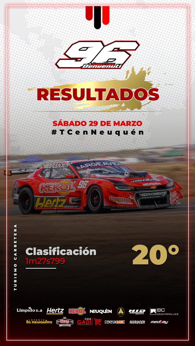 #TCenNeuquen 👉 P20 en clasifica para nosotros. 

Si bien esperábamos más en este cierre de sábado, este resultado nos permite soñar con un domingo positivo!

📱 <a href="/mtintegralpress/">MT Integral</a> | 📸 <a href="/TCLAREVISTA/">TC... La Revista 🏁</a>