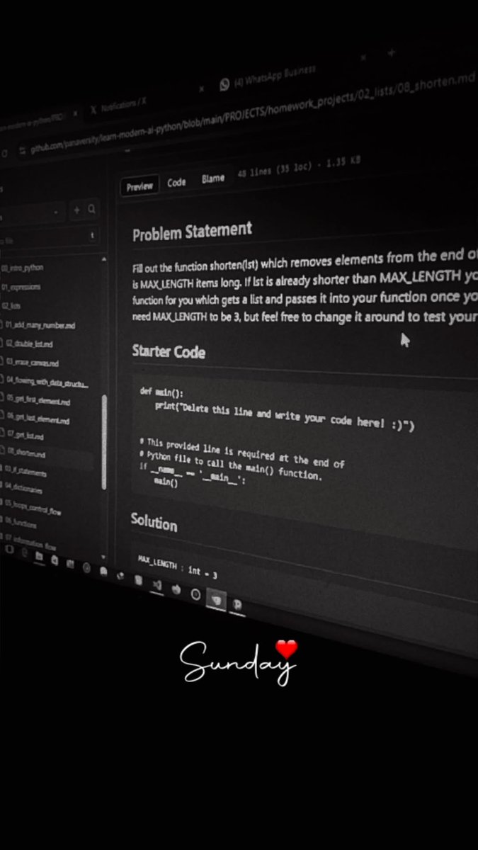 Maryam_Tamkinat's tweet photo. Today's Late Night Tasks:
๐ฏLearned to manipulate lists in Python ๐๏ธ
๐ฏSolved tricky problems ๐ป
๐ฏImprove logic building daily ๐ง
Small steps, big impact ๐ช๐
#CodingJourney #RamadanCodingNights #LearnToCode #Python #GIAIC https://t.co/8abschORev