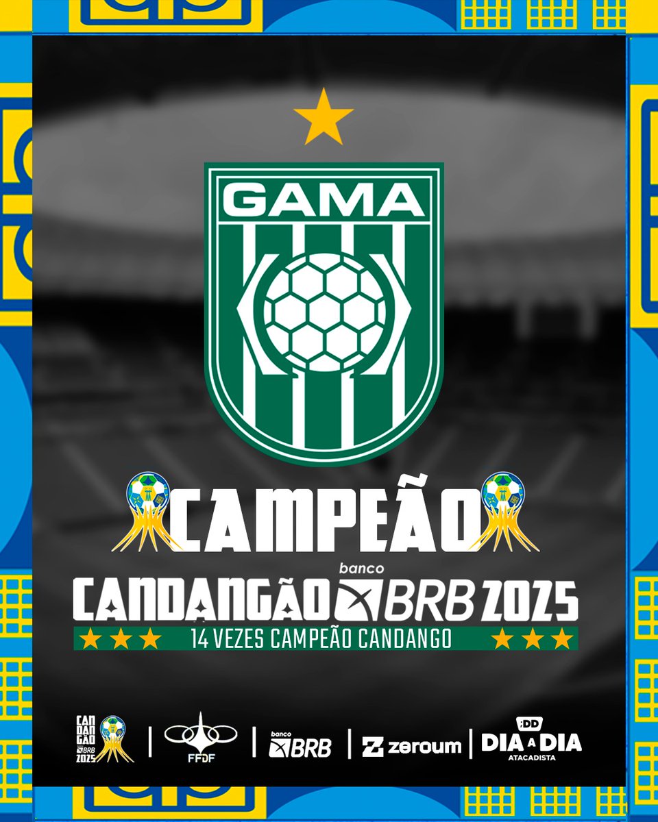 O <a href="/SEGama/">Gama</a> É TETRADECACAMPEÃO! 

A taça do Candangão BRB 2025 tem dono! 💚🤍 

O Gama levanta seu 14º título candango, reafirmando sua grandeza no futebol do DF!

Parabéns, Gamão!

#Candangao2025 #futebolcandango #BRB #valorizeofuteboldodf #candangao50anos