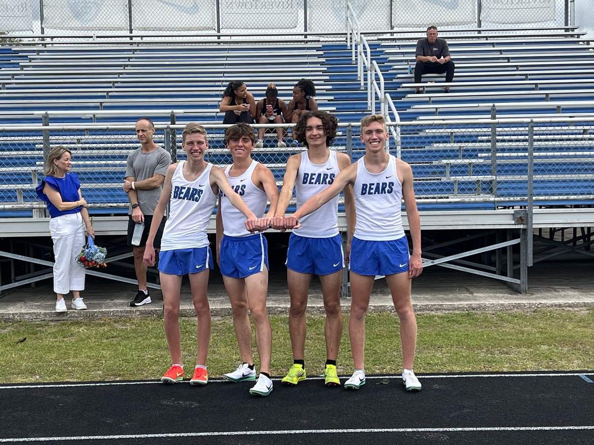 Long standing BTTF record goes down. 4x1600m record improves by 25 seconds. 18:25.77