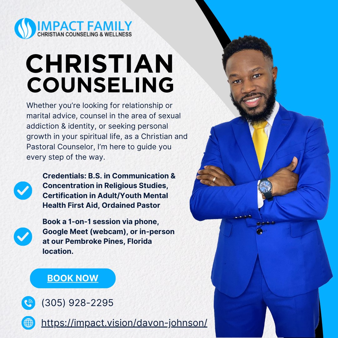 iamdavonjohnson's tweet photo. Do you need relationship or marital advice, counsel in the area of sexual addiction &amp; identity, or growth in your spiritual life? As a Pastoral Counselor with @impactmyfamily, I’m here to help.

Book a 50, 100, or 150 minute session with me now:
https://t.co/sSGRx4ojiG https://t.co/IdPKUSv6g8