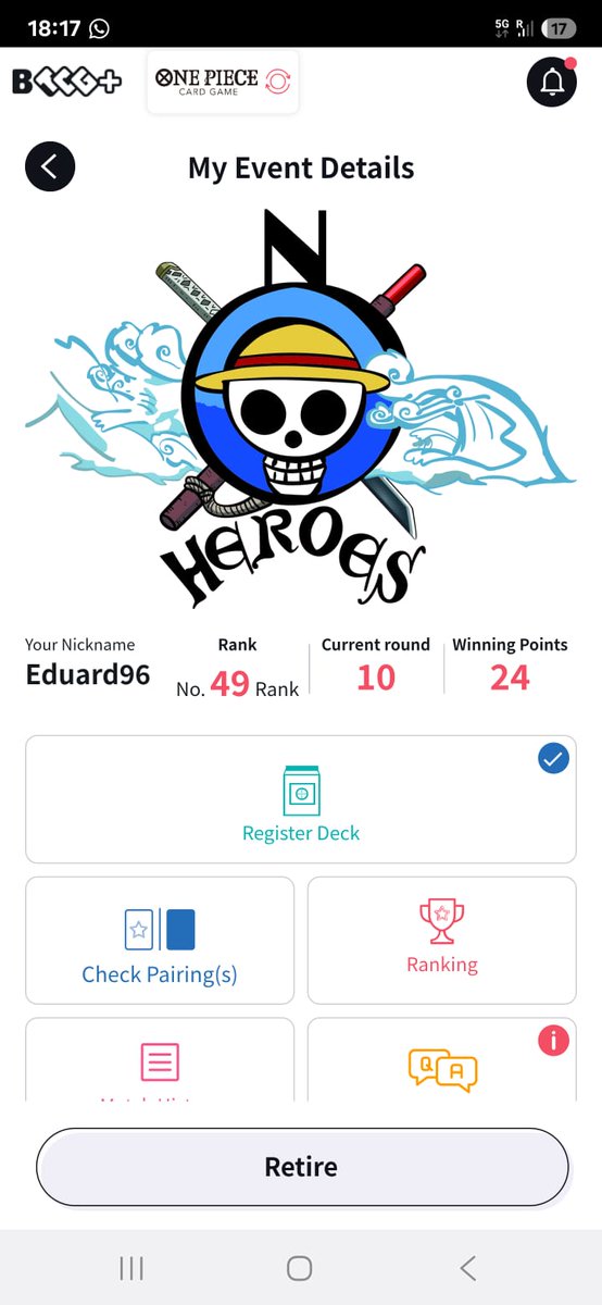 My brother <a href="/Eddymugiwara96/">Eduard96</a> trusted my Smoker list. Thanks to my idol <a href="/Doek14tcg/">Doek14</a> for his usual wonderful advice. See you in Barcelona, ​​Oden is in the works.
Swiss 8-2:
Doflamingo🔵 W
Luffy🟣 L
Kid 🟡 W
Reiju W
Lucci L
Doflamingo 🔵 W
Lucci W
Smoker 🔴🟢 W
Teach W
Shanks W