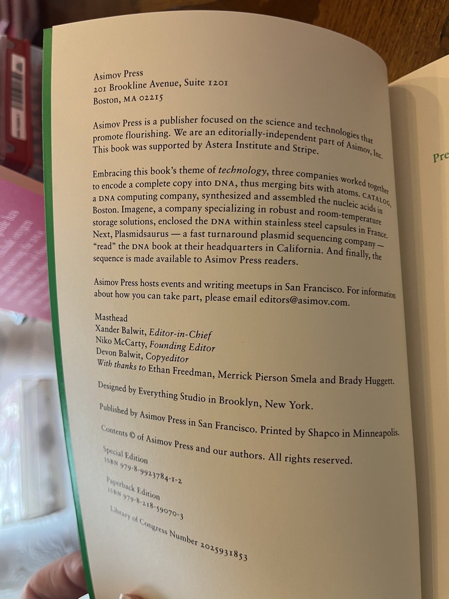 Niko McCarty 🧫 (@nikomccarty) on Twitter photo Some final photos of the new <a href="/AsimovPress/">Asimov Press</a> book for today...
The book has lots of nice images & the stickers turned out great.
Also, none of this would have been possible without financial support from <a href="/AsimovBio/">Asimov</a>, <a href="/AsteraInstitute/">Astera Institute</a>, and <a href="/stripe/">Stripe</a>. Thank you! Some final photos of the new <a href="/AsimovPress/">Asimov Press</a> book for today...
The book has lots of nice images & the stickers turned out great.
Also, none of this would have been possible without financial support from <a href="/AsimovBio/">Asimov</a>, <a href="/AsteraInstitute/">Astera Institute</a>, and <a href="/stripe/">Stripe</a>. Thank you!