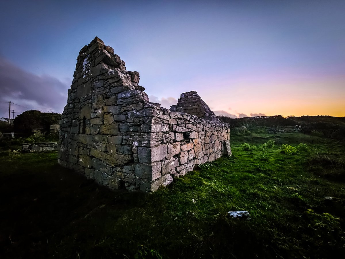 Beautiful evening after a misty wet day. Cill Ghobnait on Inis Oírr, Aran Islands at sunset.
