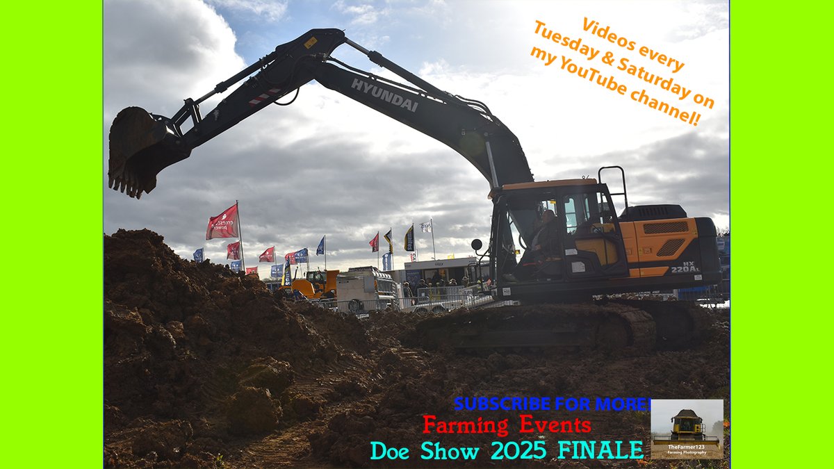 TheFarmer123YT's tweet image. Farming Events - Doe Show 2025 FINALE: Construction deomonstration: Hyundai HX220AL. Video live on my channel - Check it out youtu.be/iG4x6T5xYKU Thanks! @ErnestDoeSons #DoeShow #Hyundai #Diggers #Construction #ConstructionPhotography