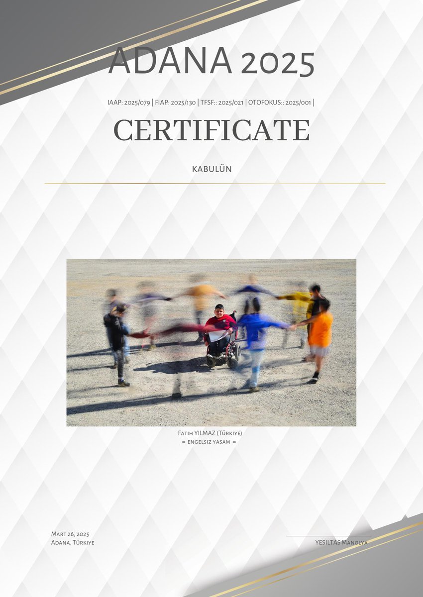 rotadefterim's tweet photo. OTOFOCUS- ADANA 2025 Uluslararası Fotoğraf Yarışması
- İAAP Diploma🏅
- 3 adet Sergileme 🎗️ https://t.co/JJdXtX1SGc