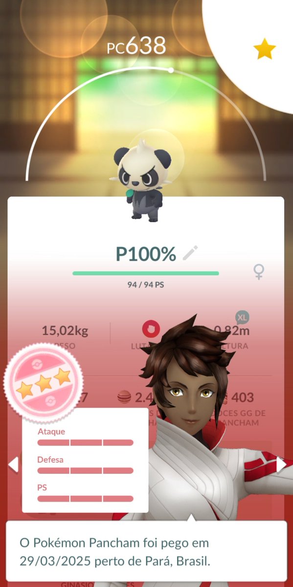 Meu Dia de Pesquisa: AmigUrso 🐻 

Decidi focar só no Pancham, já que era o meu preferido dos que estavam em pesquisas 🤩

Foram 9 shinies, o melhor 91% ✨
Também registrei o 100% dele 💯 

Embora eu tenha jogado pouco tempo, deu pra aproveitar bastante ❤️

#AmigUrso #PokemonGO