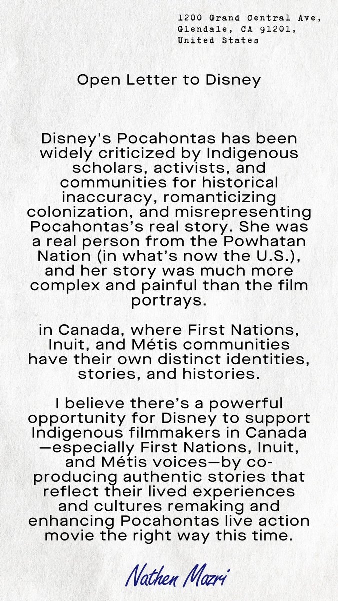 nathenmazri's tweet image. Open Letter to @Disney 
#Firstnations #Pocahontas