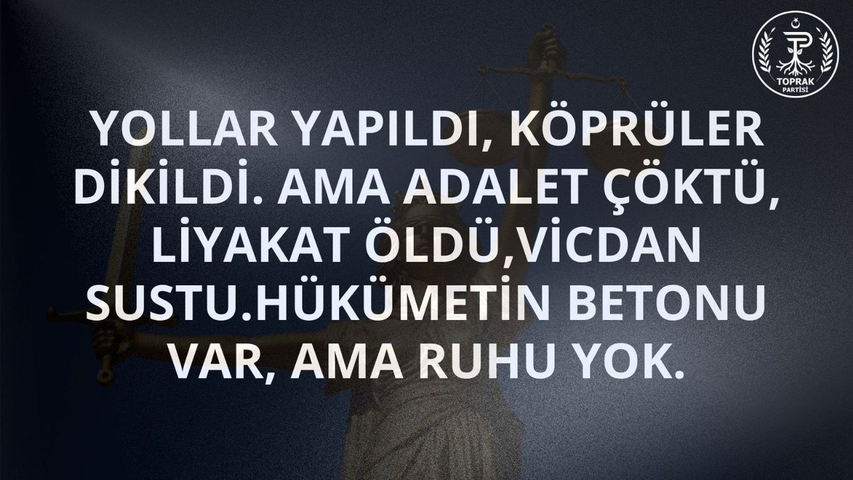 Türk Milleti'nin özünde,köklerinde mevcut olan,birlik beraberlik kuvveti ruhunu,hep birlikte yeniden uyandıracağız. Bu güç ve inancı,bu toprakların insanindan 
Vatanımızdan ve Milletimizden alıyoruz. 
Toprak Partisi 
<a href="/Ulutasomer61/">Ömer Ulutaş 🇹🇷</a>