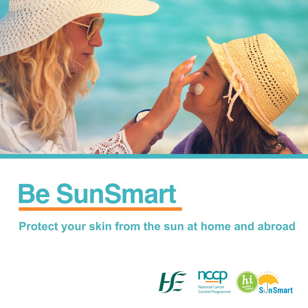 Skin damage doesn’t just happen on holiday in hot, sunny places. The sun is strong enough to cause damage here in Ireland between April and September, even on cloudy days, so remember to be #SunSmart:

👕 Slip on clothing  
🧴 Slop on sunscreen (SPF 30+ for adults, 50+ for