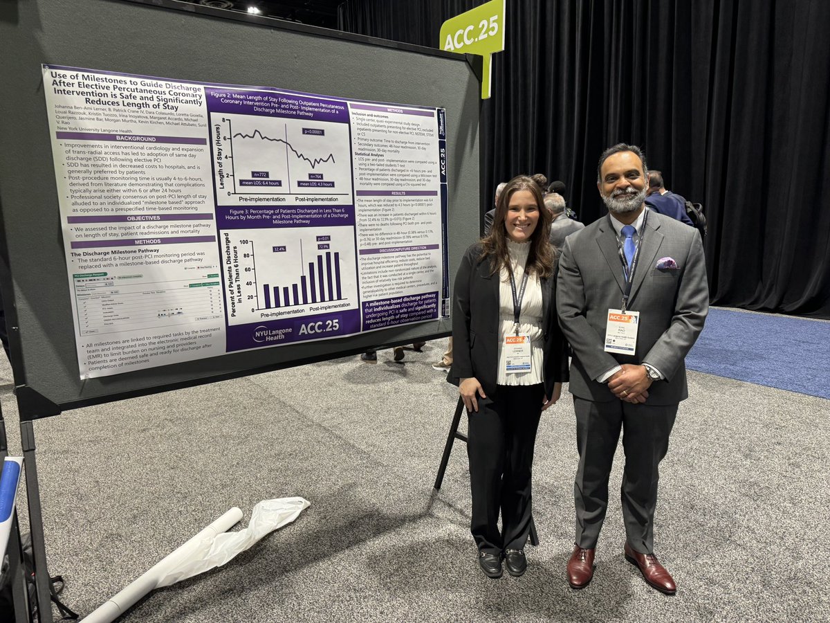 Sunil V. Rao (@svraomd) on Twitter photo Do all post PCI pts need the same obs period?
Fantastic study by Dr. Joey Lerner <a href="/nyulangone/">NYU Langone Health</a> Cardiology fellow showing that individualized milestone-based observation reduces LOS! Do all post PCI pts need the same obs period?
Fantastic study by Dr. Joey Lerner <a href="/nyulangone/">NYU Langone Health</a> Cardiology fellow showing that individualized milestone-based observation reduces LOS!