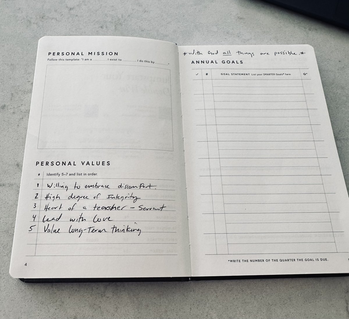 AJ DeCarli (@aj_decarli) on Twitter photo Pretty stoked to go analog for the next 3 months. Just picked up <a href="/MichaelHyatt/">Michael Hyatt</a> 's Full Focus Planner. Defining 5 Personal Values is the 2nd task in the planner.
Here are mine:
1/ Willingness to embrace discomfort
2/ High degree of integrity
3/ Heart of a teacher
4/ Lead with Pretty stoked to go analog for the next 3 months. Just picked up <a href="/MichaelHyatt/">Michael Hyatt</a> 's Full Focus Planner. Defining 5 Personal Values is the 2nd task in the planner.
Here are mine:
1/ Willingness to embrace discomfort
2/ High degree of integrity
3/ Heart of a teacher
4/ Lead with