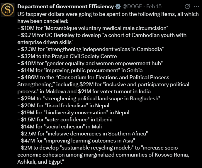 RedLineNewsUSA's tweet photo. In case you need a reminder about how USAID was spending money... https://t.co/ytFck5rNXO