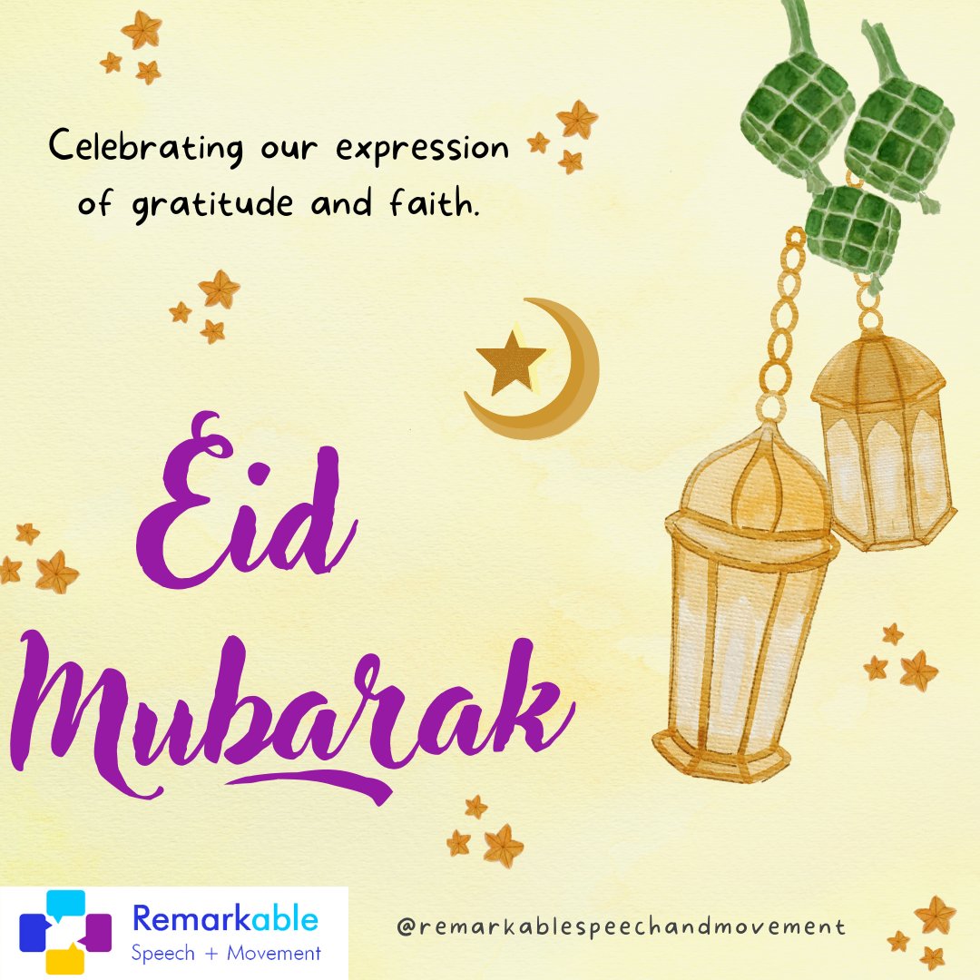 RemarkableSP's tweet photo. We wish our Remarkable Muslim families a happy Eid- Al- Mubarak
(Pronounced 'Eed Mu-ba-rack). 

#Eidmubarak #eid-al-fitr #celebratingourdifferentcultures #weallbelong @RemarkableSP #speechpathology https://t.co/76KGTi2tBe