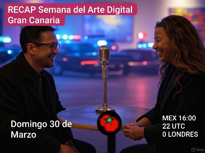 Gn gn Comunidad!! ✨

Mañana nos volvemos a encontrar en nuestro space semanal 

Haremos un recap de todo lo que vivimos en La Semana del Arte Digital Gran Canaria el pasado fin de semana

Activa tu recordatorio y únete a la conversación 🙌🏻

x.com/i/spaces/1mrxm…