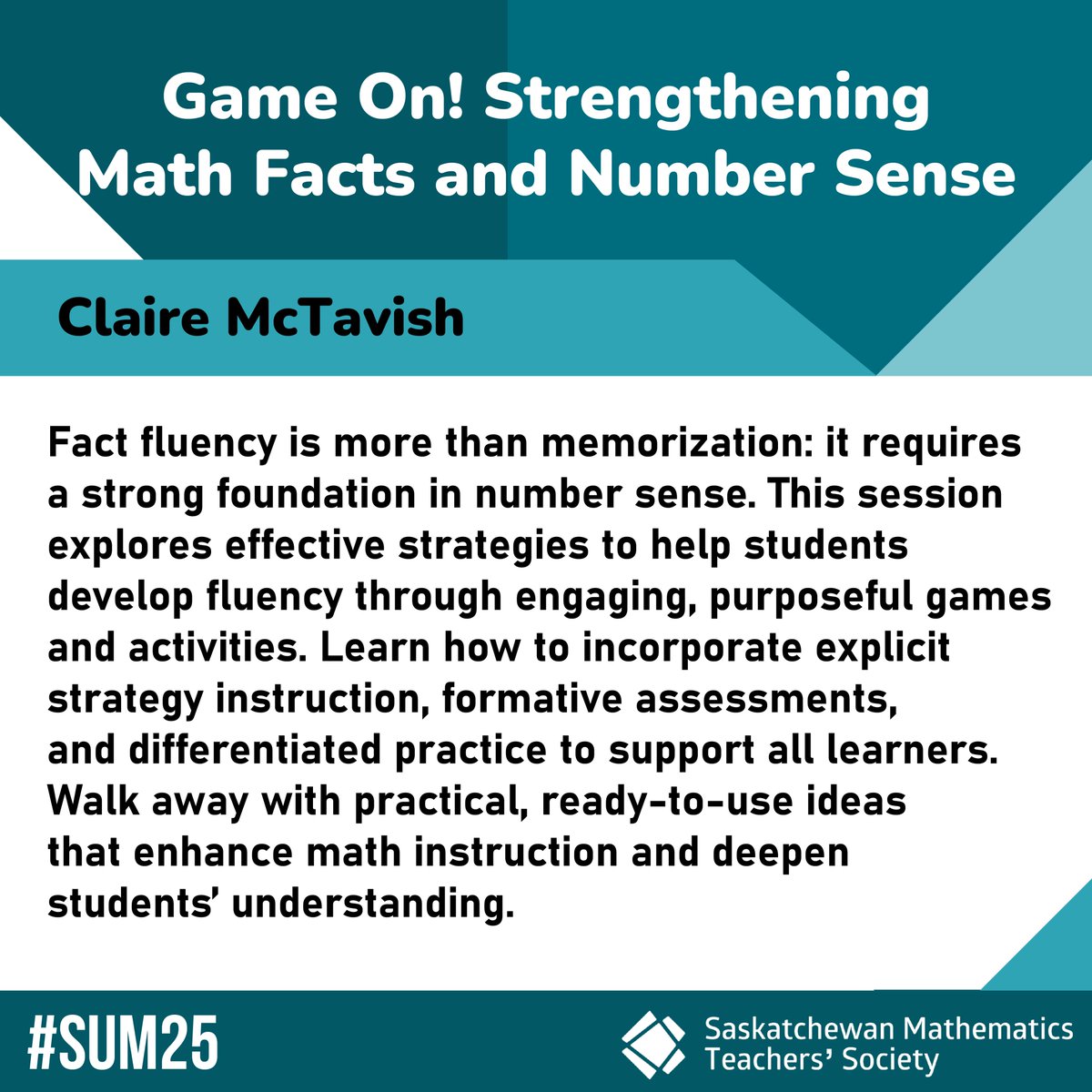SMTSca's tweet image. ✨ SUM2025 Breakout Session:
🧮 Discover fun, effective games & strategies to boost fluency for all learners. Walk away with ready-to-use ideas for your classroom!
📅 smts.ca/sum-2025/