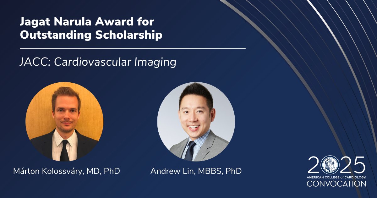JACC Journals (@jaccjournals) on Twitter photo #JACCIMG honors Drs. Márton Kolossváry & Andrew Lin with the Jagat Narula Award for their groundbreaking research on coronary plaque radiomic phenotypes predicting fatal or nonfatal MI! 🎉
📎: jacc.org/doi/10.1016/j.…
#ACC25 #TheFaceOfCardiology #cvMI #cvImaging <a href="/MKolossvary/">Márton Kolossváry</a> #JACCIMG honors Drs. Márton Kolossváry & Andrew Lin with the Jagat Narula Award for their groundbreaking research on coronary plaque radiomic phenotypes predicting fatal or nonfatal MI! 🎉
📎: jacc.org/doi/10.1016/j.…
#ACC25 #TheFaceOfCardiology #cvMI #cvImaging <a href="/MKolossvary/">Márton Kolossváry</a>