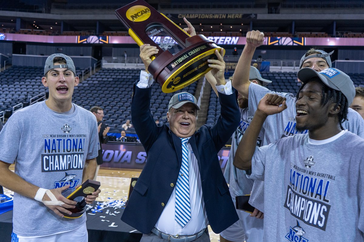 NATIONAL CHAMPS AGAIN! 🏆

Your NSU Men’s Basketball team are the 2024-25 #NCAAD2 national champions.

This is the second national title in program history!

Congrats to Coach Crutchfield, the entire staff and players for bringing another trophy home to South Florida!

#NSUSharks