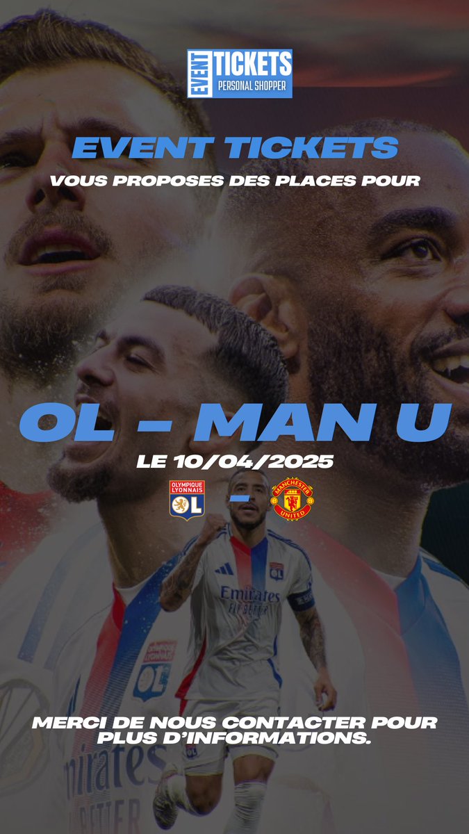 event_ticketss's tweet photo. 🚨 TICKETS ON SALE 🚨
OL 🆚 Manchester lights up Groupama Stadium on April 10, 2025! ⚽🔥
🎟️ Tickets available now!
Don't miss this epic European clash between two top clubs! 🏟️🔵🔴
🔗 Event Tickets gives you access to the best seats! Get ready! https://t.co/KPDxBvhXAA
