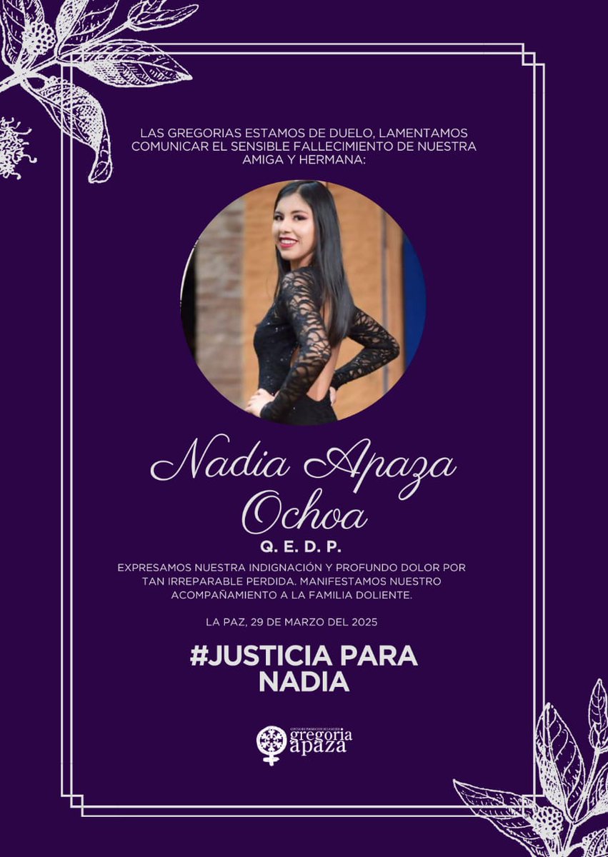 La violencia sexual e institucional le arrebataron la vida. Nadia denunció a su agresor, pero la impunidad y la falta de acción de las autoridades la dejaron sin justicia. Pese a existir pruebas, el agresor no fue detenido y ejerció presión para silenciarla.

 #JusticiaParaNadia