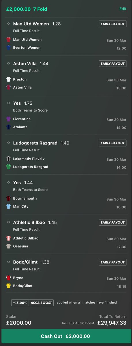 Lemzyy_'s tweet photo. SUNDAY ACCA ⚽️ 

£25 RETURNS £374 🤑

ODDS: 13.15 📊

IF THIS WINS I’LL GIVEAWAY £2,000 TO ONE PERSON WHO LIKES ❤️ THIS!

(JOIN my Tele channel in the replies for EXTRA FREE BETS &amp; GIVEAWAYS ⬇️) https://t.co/CcgbJr1tGY