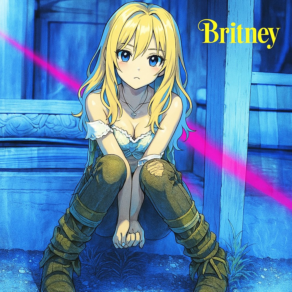 ABeardedHero's tweet photo. BOMT, Oops!, Britney album covers but make them anime https://t.co/BN8zfJCpro