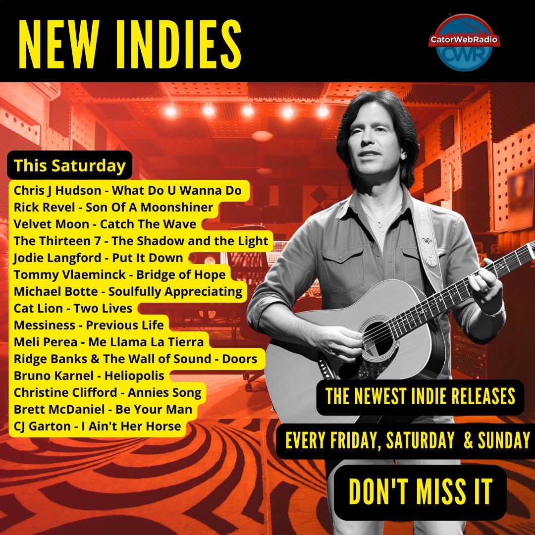 Catorweb radio (@catorwebradio) on Twitter photo #NowPlaying #NewIndies
<a href="/chrisjhudsonmzk/">Chris J Hudson</a>
@rickreve
#VelvetMoon
#TheThirteen7
<a href="/langfordlegs/">Jodie Langford</a>
#Tommy Vlaeminck
<a href="/mbotteband/">michaelbotteband</a>
#CatLion
#Messiness
#MeliPerea
#Ridge Banks #TheWallofSound
<a href="/BrunoKarnel/">Bruno Karnel</a>
#ChristineClifford
#BrettMcDaniel
#CJGarton #NowPlaying #NewIndies
<a href="/chrisjhudsonmzk/">Chris J Hudson</a>
@rickreve
#VelvetMoon
#TheThirteen7
<a href="/langfordlegs/">Jodie Langford</a>
#Tommy Vlaeminck
<a href="/mbotteband/">michaelbotteband</a>
#CatLion
#Messiness
#MeliPerea
#Ridge Banks #TheWallofSound
<a href="/BrunoKarnel/">Bruno Karnel</a>
#ChristineClifford
#BrettMcDaniel
#CJGarton