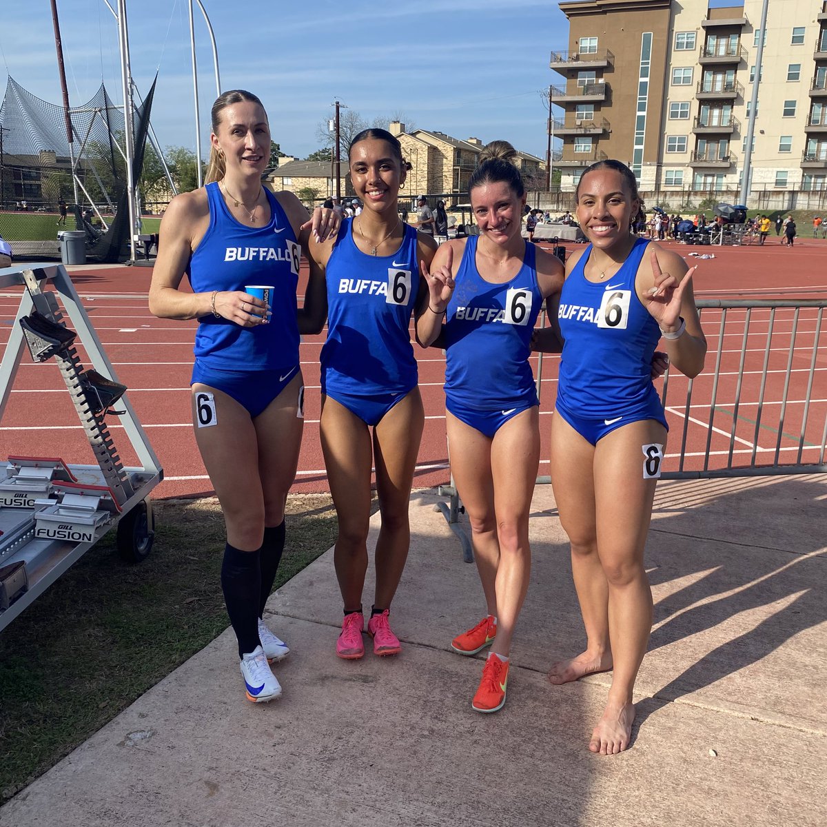 The Buffalo women finished the 4x400 relay with a time of 3:50.48 at Texas State Bobcat Invite.

Johanna Kleiner, Juliette Salazar, Allison Newton and Sophia Sampson ran the Bulls fastest time since 2023!

#UBhornsUP