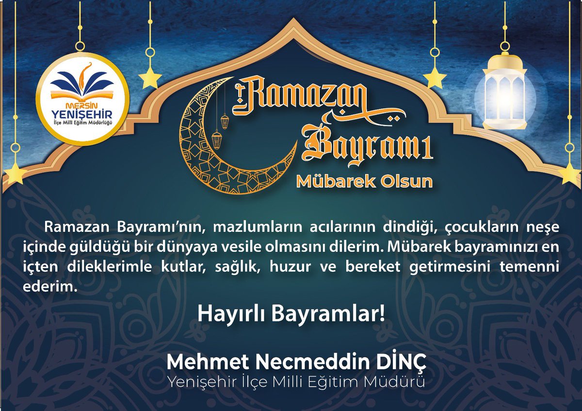 Ramazan Bayramı’nın, mazlumların acılarının dindiği, çocukların neşe içinde güldüğü bir dünyaya vesile olmasını dilerim. Mübarek bayramınızı en içten dileklerimle kutlar, sağlık, huzur ve bereket getirmesini temenni ederim. 
<a href="/tcmeb/">Millî Eğitim Bakanlığı</a> <a href="/Yusuf__Tekin/">Yusuf Tekin</a> 
<a href="/fazilet_durmus/">Fazilet Öğretmen 🇹🇷</a> <a href="/necmidinc/">M.Necmeddin Dinç</a>