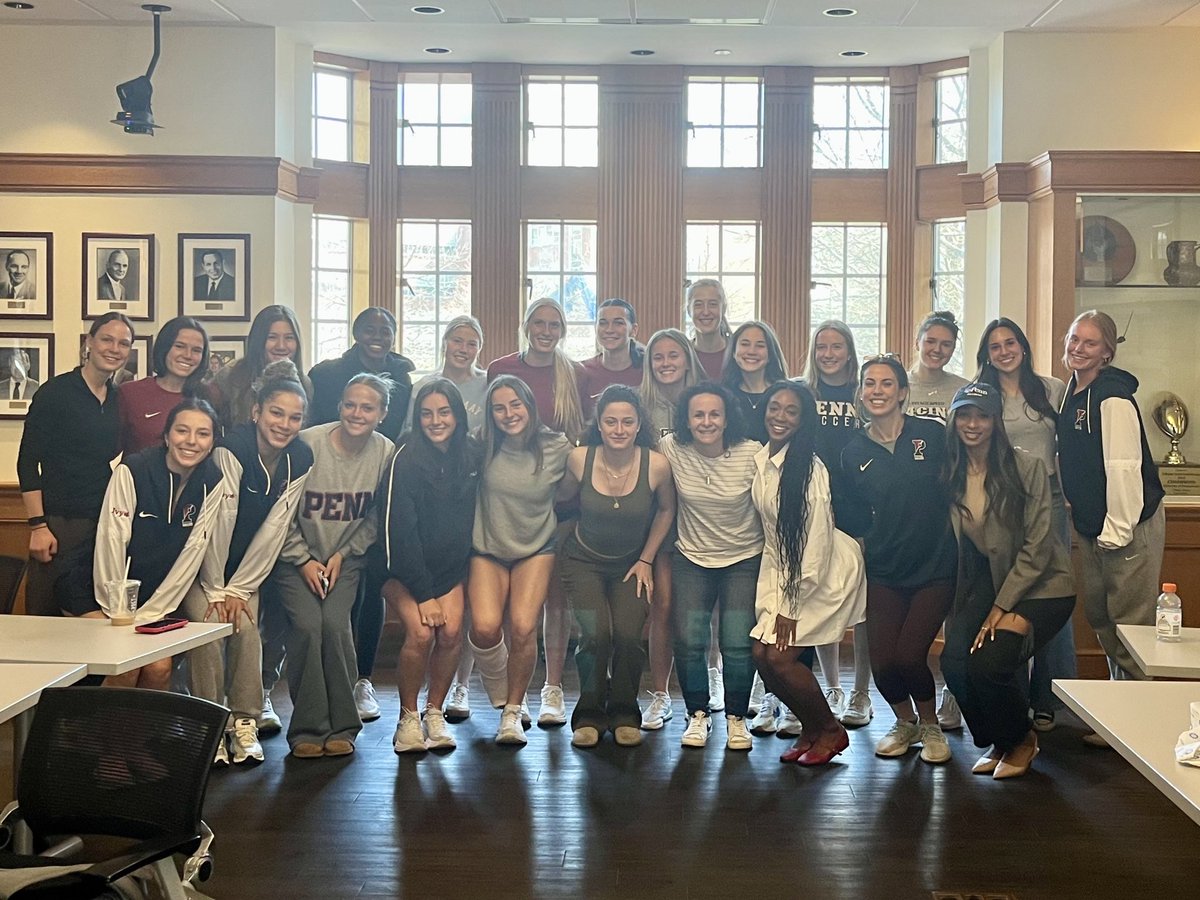 Penn Women’s Soccer past and present.

Great time this morning with 4 of our amazing alums. Thank you Paige Lombard, Tahirih Partyka, Madison Dawkins, and Natalie Capuano for spending time with us.

#FightOnPenn🔴🔵⚽️