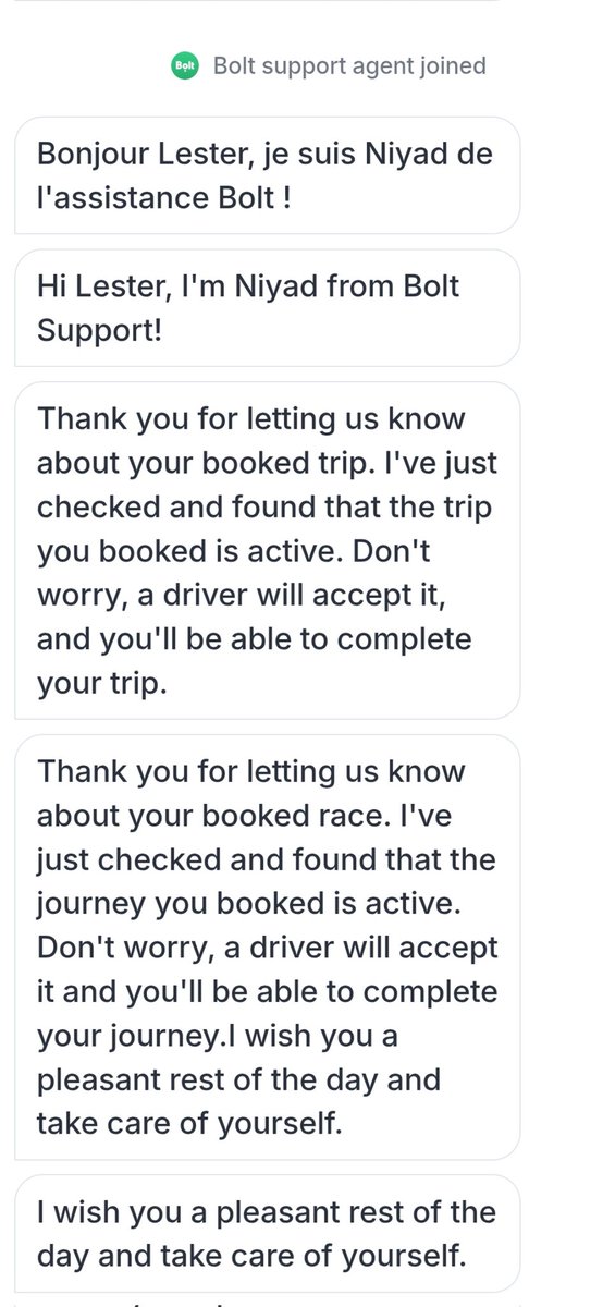 ReadLester's tweet photo. Stranded in the Alps. Missed my flight.

Bolt confirmed my ride was active and told me not to worry—a driver would accept it.

No driver ever came. No real support. Just hollow apologies.

Shocking service @Boltapp @Boltapp_UK

#BoltFail #TravelNightmare https://t.co/dwwyhyVyCN