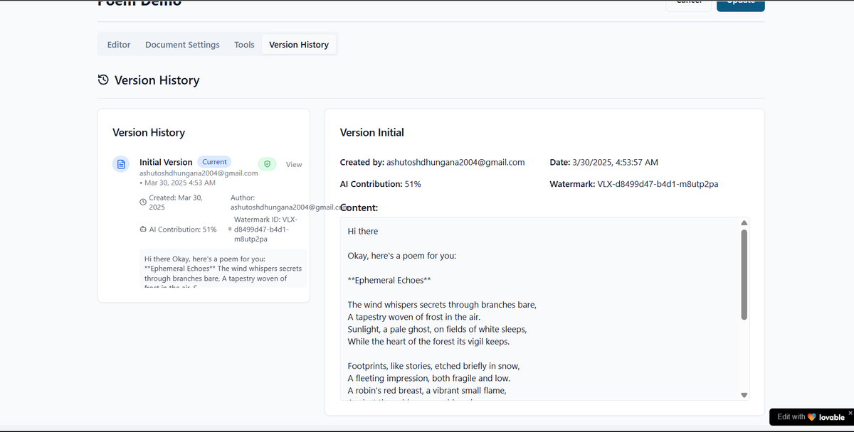ashut0sh_d's tweet photo. Every edit tells a story—track yours with VerifyLogix and build trust from the first prompt to the final draft. #ContentProvenance #TrustInCreation

Excited to be participating in the https://t.co/27JsP2HdVI build competition. https://t.co/iLfxkelkjK