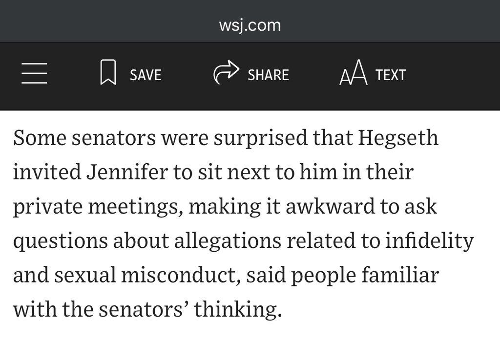 atrupar's tweet photo. Pete Hegseth brought his wife to his meetings with senators so it would be awk to ask him about his alleged sexual misconduct https://t.co/M864n0DdOc https://t.co/cOT81WI6US