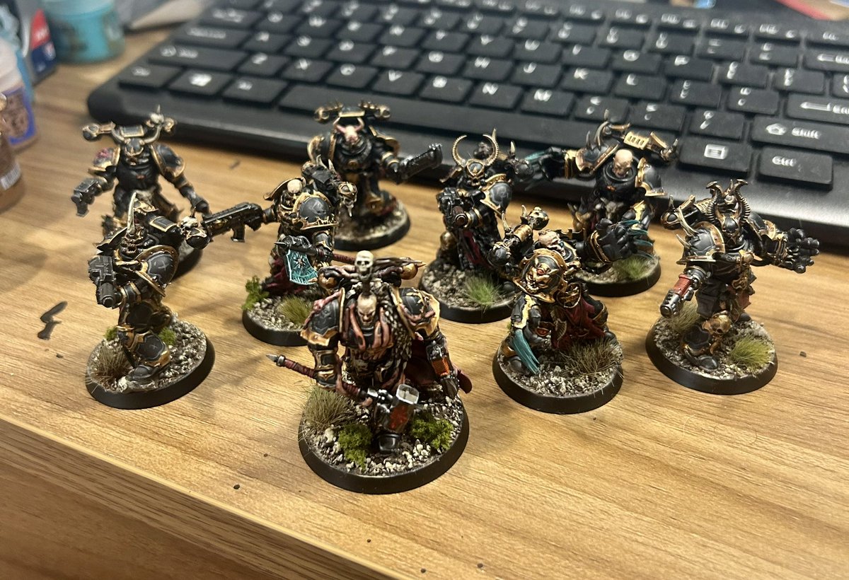 Chosen nearly done. Means that 10 terminators are next on the paint table. This army has been nothing short of a pleasure to paint. Had to include the lord at the front to tie it together. #WarhammerCommunity #warhammer40000
