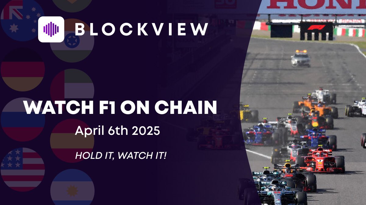 bl0ckview's tweet photo. “🏁 BlockView brings you the Japanese Grand Prix! Hold It, Watch It – live from Suzuka on April 6th. Don’t miss the F1 action! #BlockView #F1 #JapaneseGP #crypto https://t.co/PA99xAvZFP