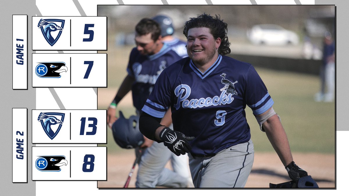 Peacock baseball snagged a split versus Rockhurst on day two and clinched the series 3-1! #FeathersUp