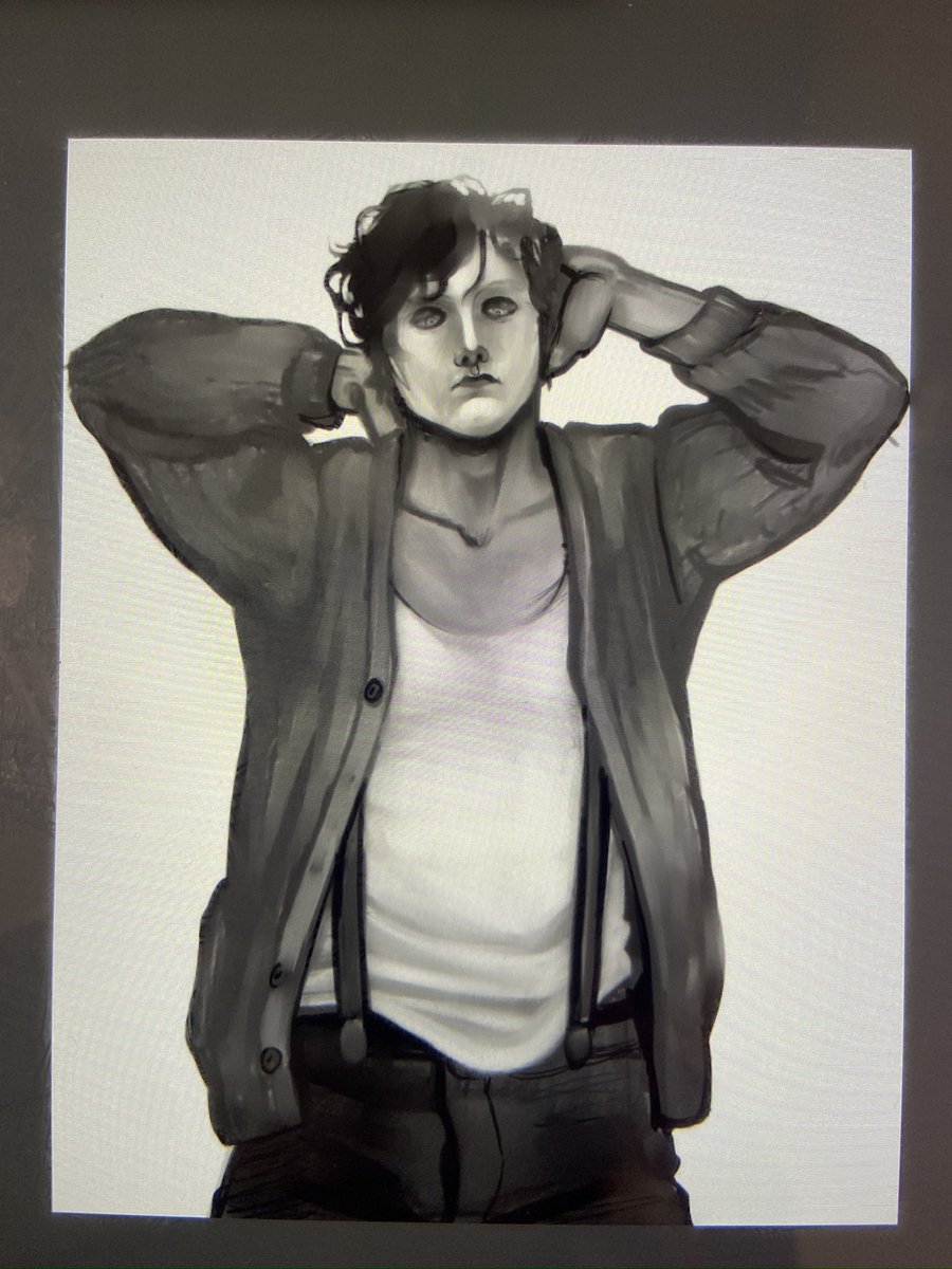[wip] of a Brahms commission I’m working on! I think rendering in b&amp;w has rly helped my art #brahmsheelshire #brahms #theboy #commission