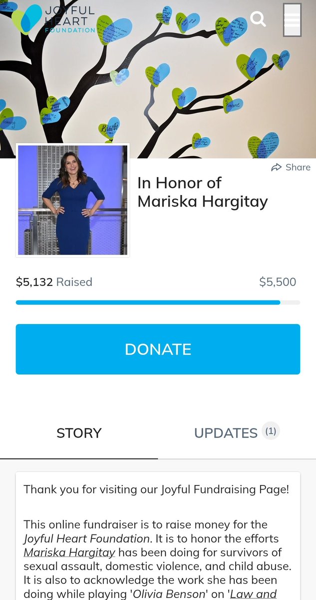 NatashaFromNZ1's tweet image. The @TheJHF fundraiser will keep going until June. $5132 and growing. Pls RT and donate if you can. It's in honor of #MariskaHargitay's advocacy efforts with Domestic Violence and Sexual Assault survivors. Our chance to say 'Thank You' 💚💙 give.joyfulheartfoundation.org/MariskaHargita…