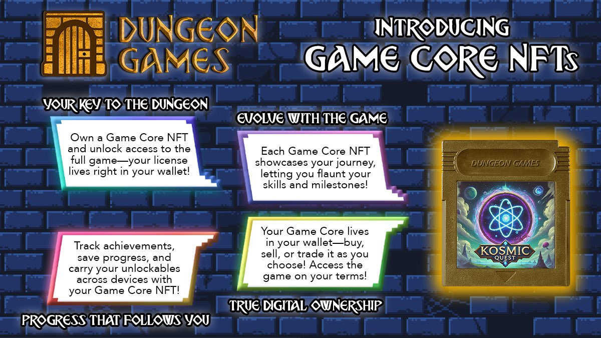 KOSMIC QUEST - GAME CORE 🪂 NFT AIRDROP INFORMATION 

When Kosmic Quest is launched to the general public, a Game Core NFT will be required to play. Think of this NFT as you would a physical cartridge or a redeemable game key: so long as you have a Kosmic Quest Game Core in your